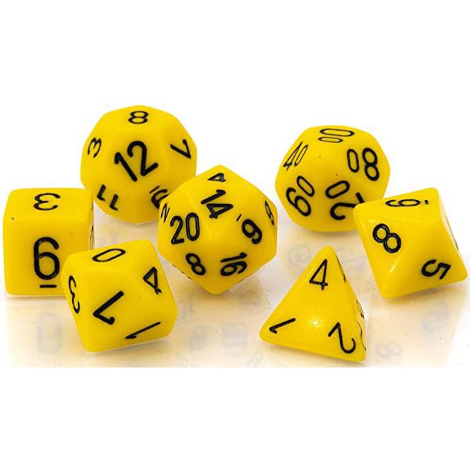 7 Polyhedral Dice Set Opaque Yellow / Black - CHX25402