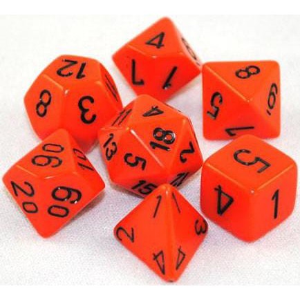 7 Polyhedral Dice Set Opaque Orange / Black - CHX25403