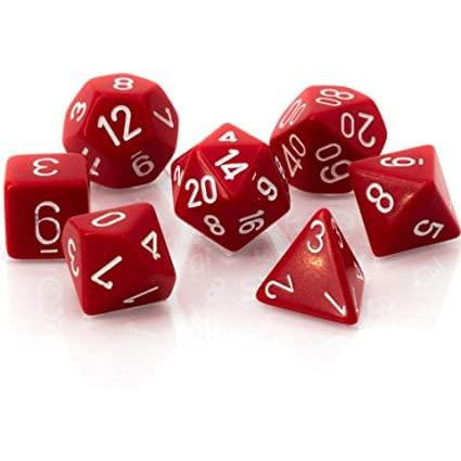 7 Polyhedral Dice Set Opaque Red / White - CHX25404