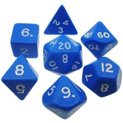 7 Polyhedral Dice Set Opaque Blue / White - CHX25406