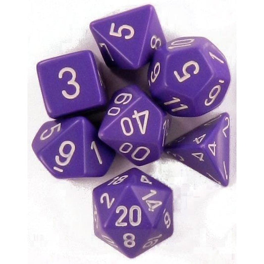 7 Polyhedral Dice Set Opaque Purple / White - CHX25407