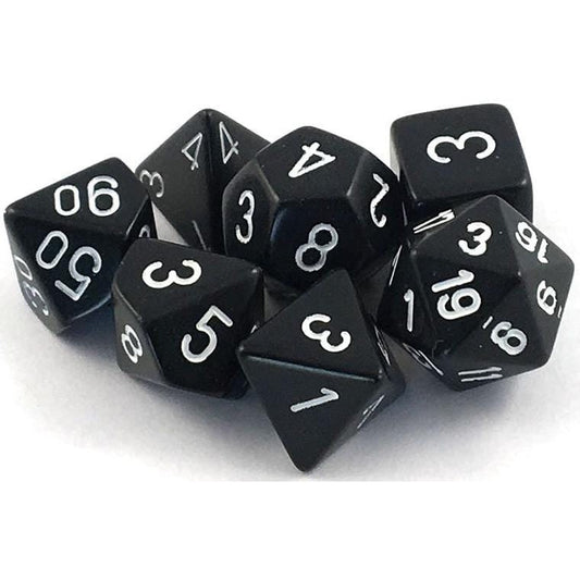 7 Polyhedral Dice Set Opaque Black / White - CHX25408