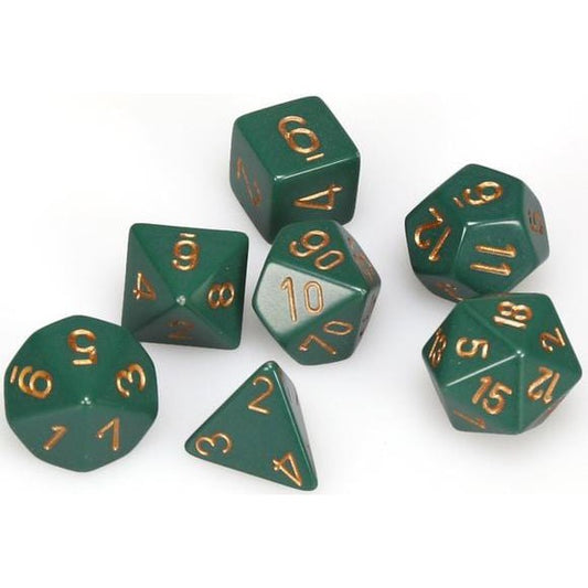 7 Polyhedral Dice Set Opaque Dusty Green / Copper - CHX25415