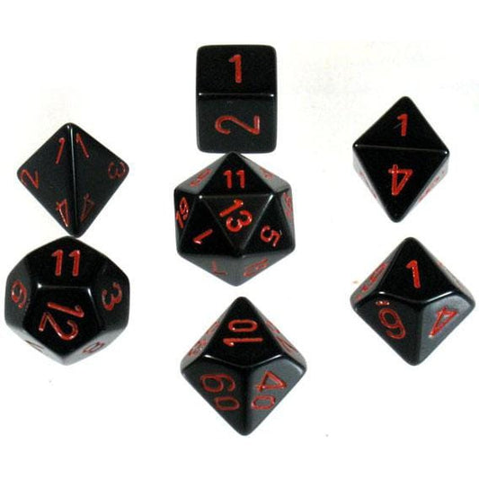 7 Polyhedral Dice Set Opaque Black / Red - CHX25418