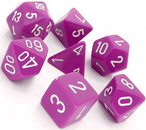 7 Polyhedral Dice Set Opaque Light Purple / White - CHX25427