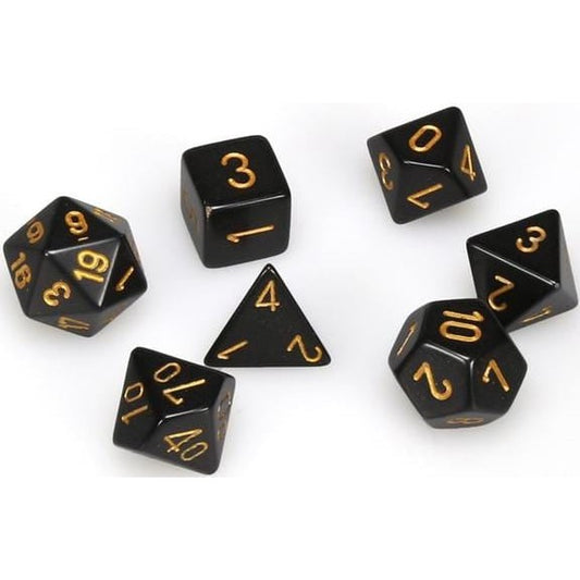 7 Polyhedral Dice Set Opaque Black / Gold - CHX25428