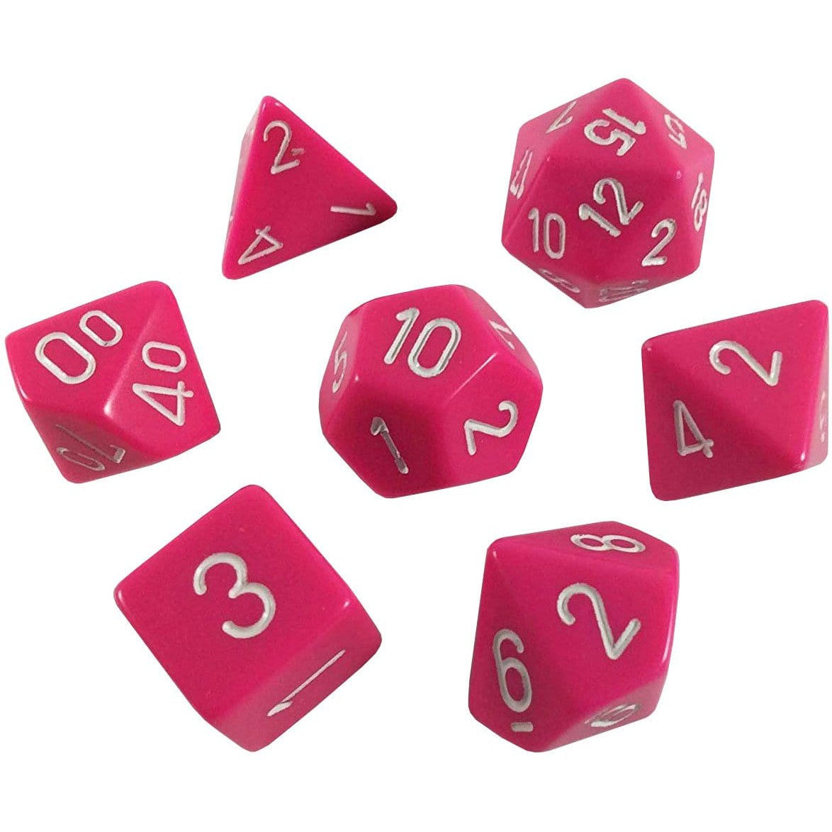 7 Polyhedral Dice Set Opaque Pink / White - CHX25444