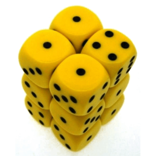 12 D6 Opaque 16mm Dice Yellow w/black - CHX25602 - Abyss Game Store