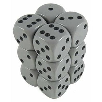 12 D6 Opaque 16mm Dice Dark Grey w/black - CHX25610 - Abyss Game Store