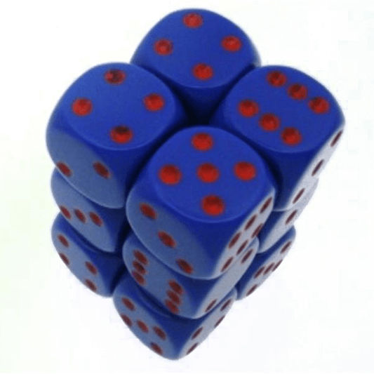 12 D6 Opaque 16mm Dice Purple w/red - CHX25617 - Abyss Game Store