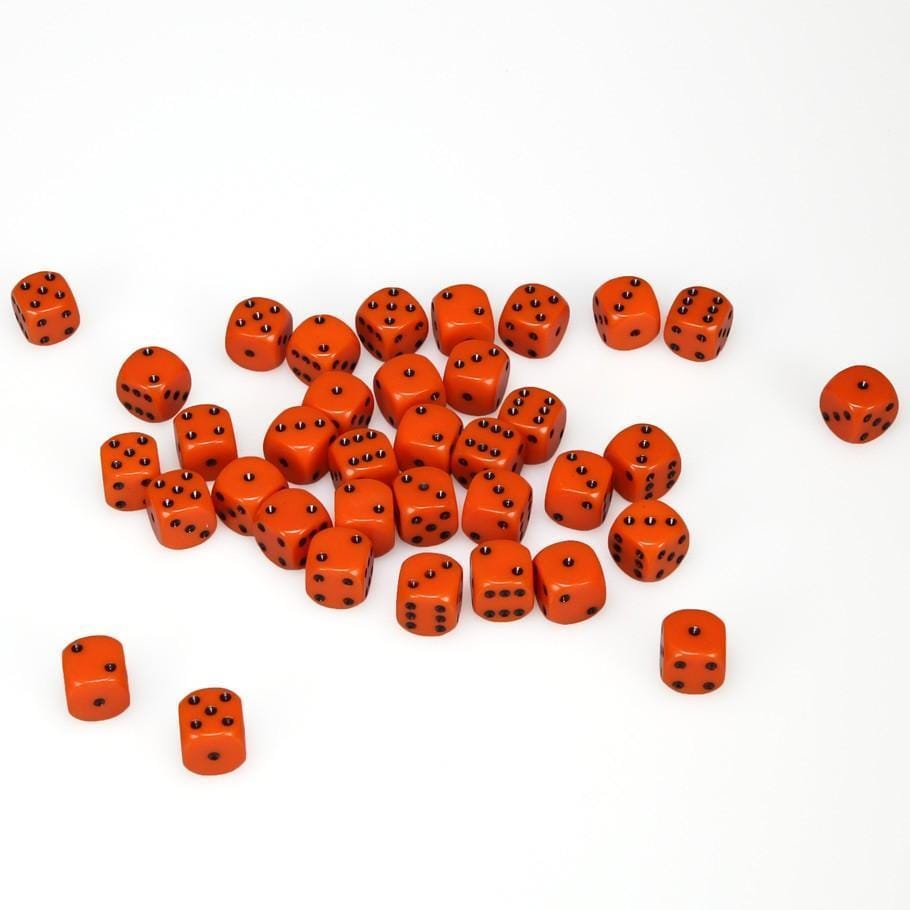 36 D6 Opaque 12mm Dice Orange w/black - CHX25803