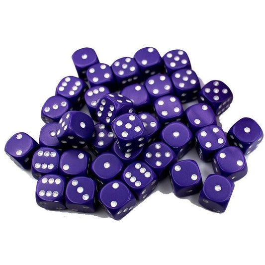 36 D6 Opaque 12mm Dice Purple w/White Spots - CHX25807