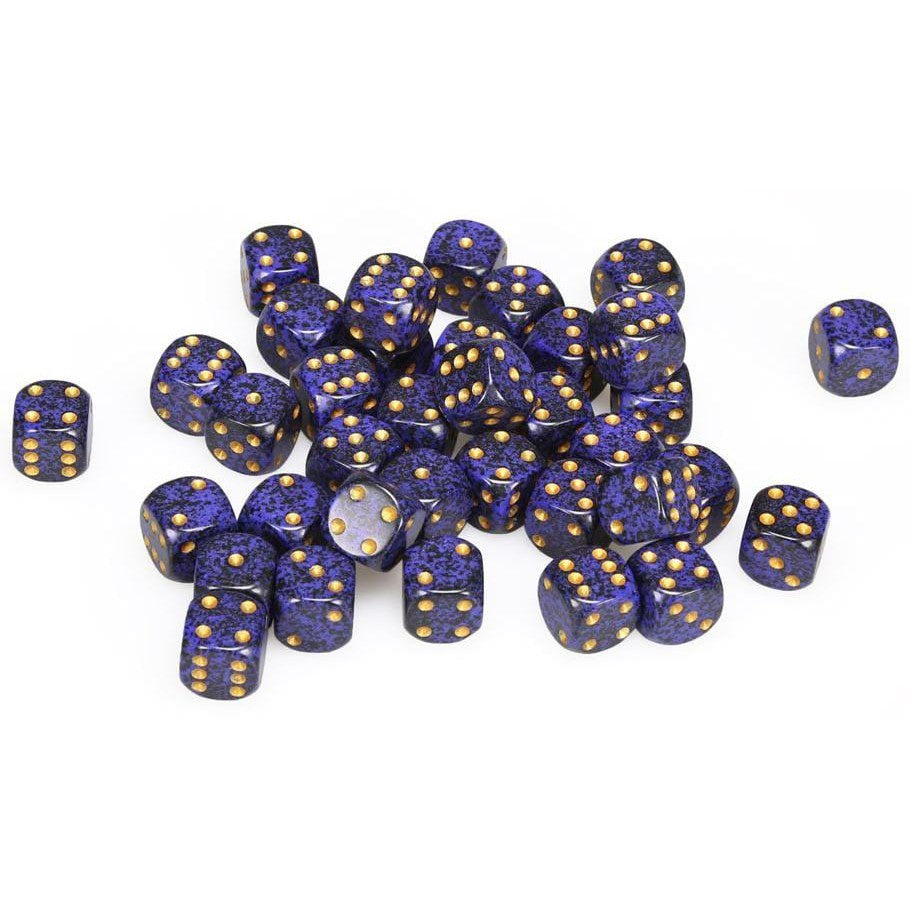 36 D6 Speckled 12mm Dice Golden Cobalt - CHX25937