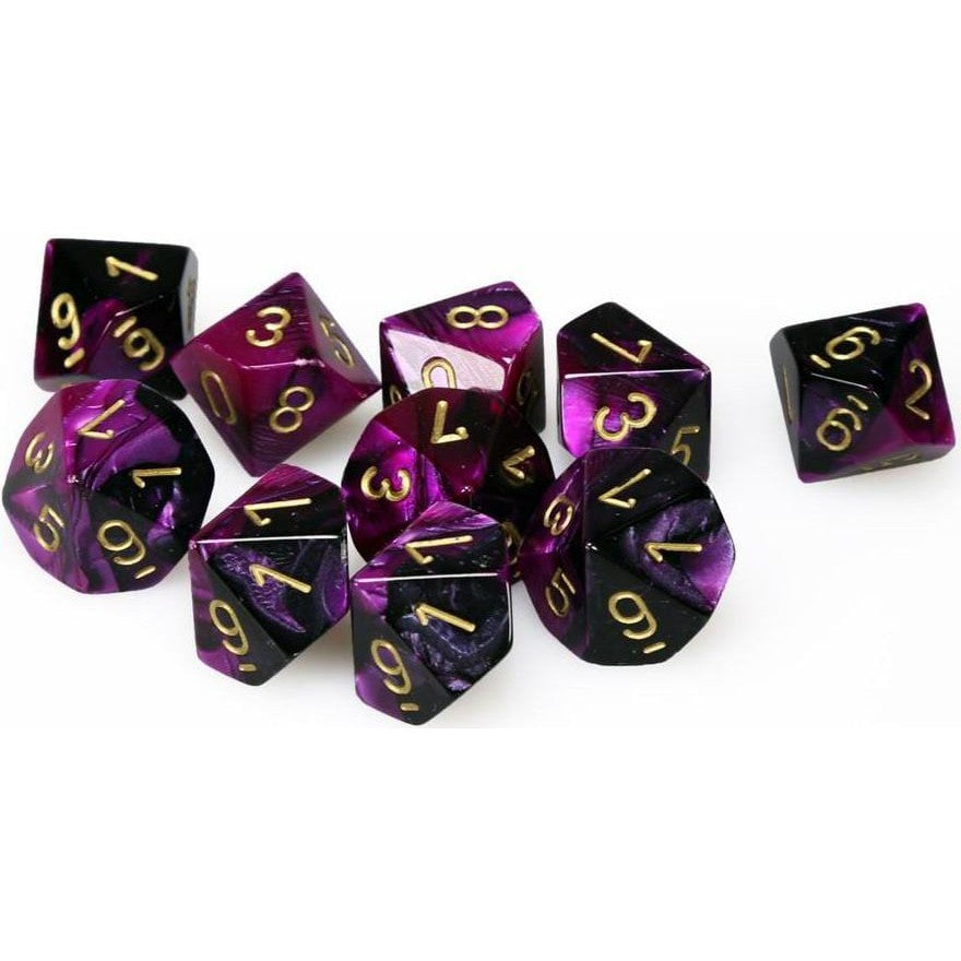 10 D10 Gemini Dice Black-Purple with Gold - CHX26240 - Abyss Game Store