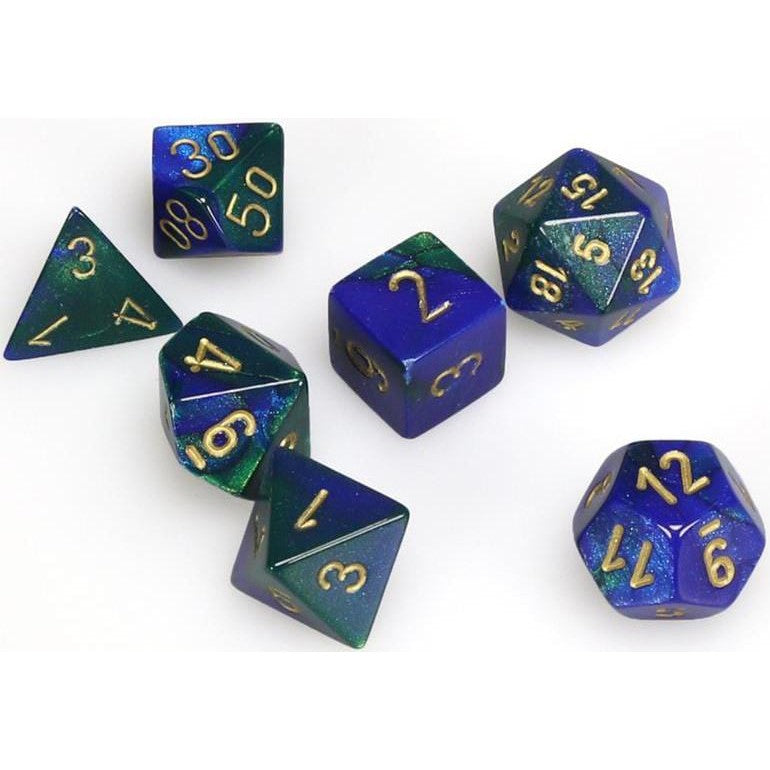 7 Polyhedral Dice Set Gemini Blue-Green / Gold - CHX26436