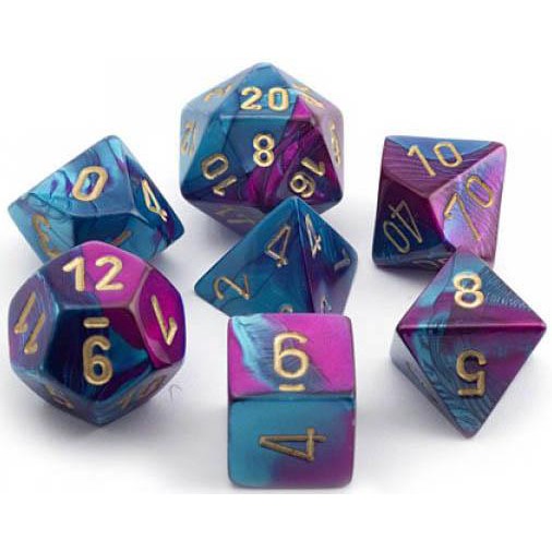 7 Polyhedral Dice Set Gemini Purple-Teal w/Gold - CHX26449