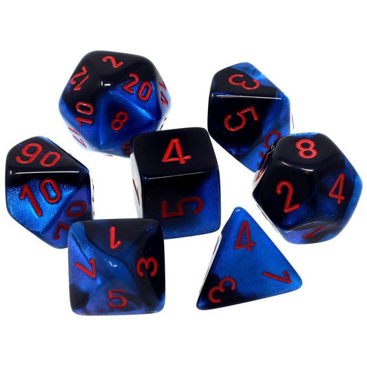 7 Polyhedral Dice Set Gemini Black-Starlight w/Red - CHX26458