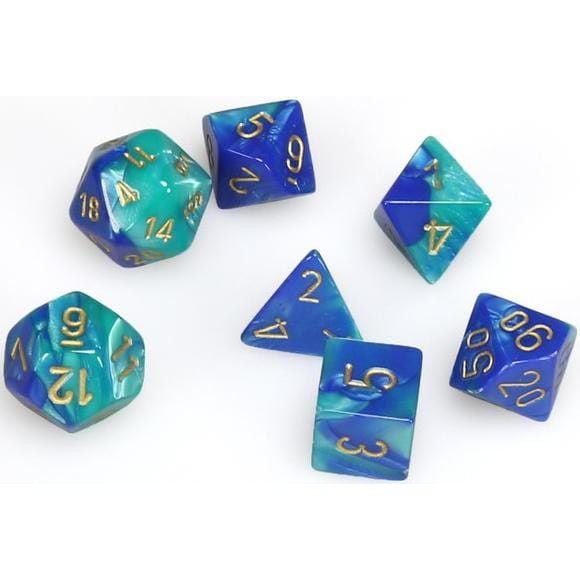 7 Polyhedral Dice Set Gemini Blue-Teal/Gold - CHX26459