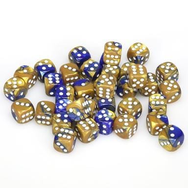 36 D6 Gemini 12mm Dice Blue Gold w/White - CHX26822