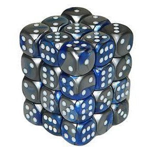 36 D6 Gemini 12mm Dice Blue-steel w/white - CHX26823