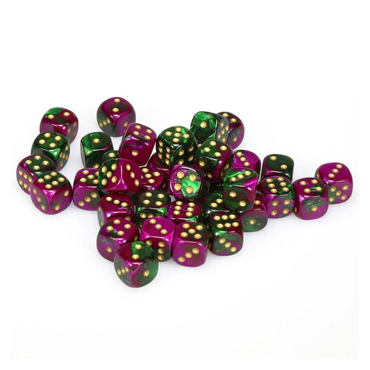 36 D6 Gemini Green-Purple w/gold 12mm - CHX26834