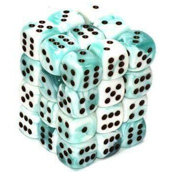 36 D6 Gemini 12mm Dice Teal-White w/Black - CHX26844