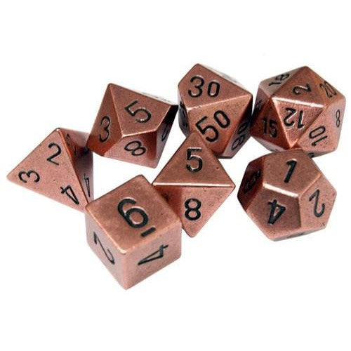 7 Polyhedral Dice Set Solid Metal Copper - CHX27024