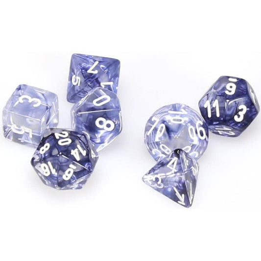 7 Polyhedral Dice Set Nebula Black w/white - CHX27408