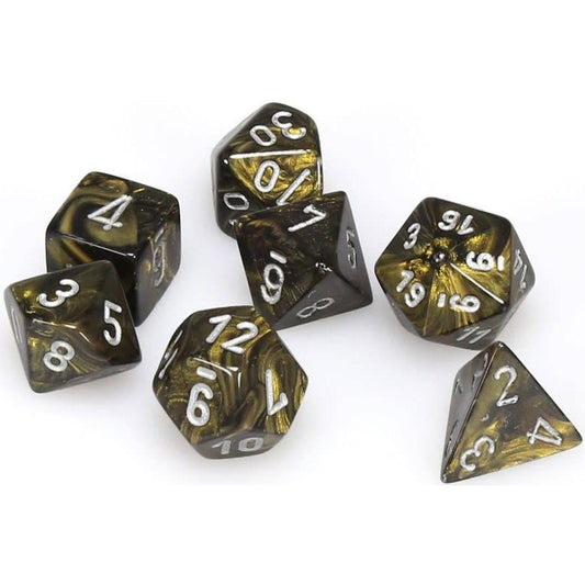 7 Polyhedral Dice Set Leaf Black Gold/silver - CHX27418