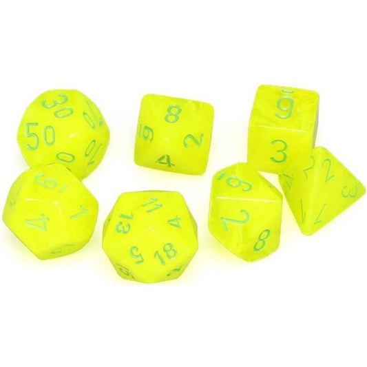 7 Polyhedral Dice Set Vortex Yellow with Green - CHX27422