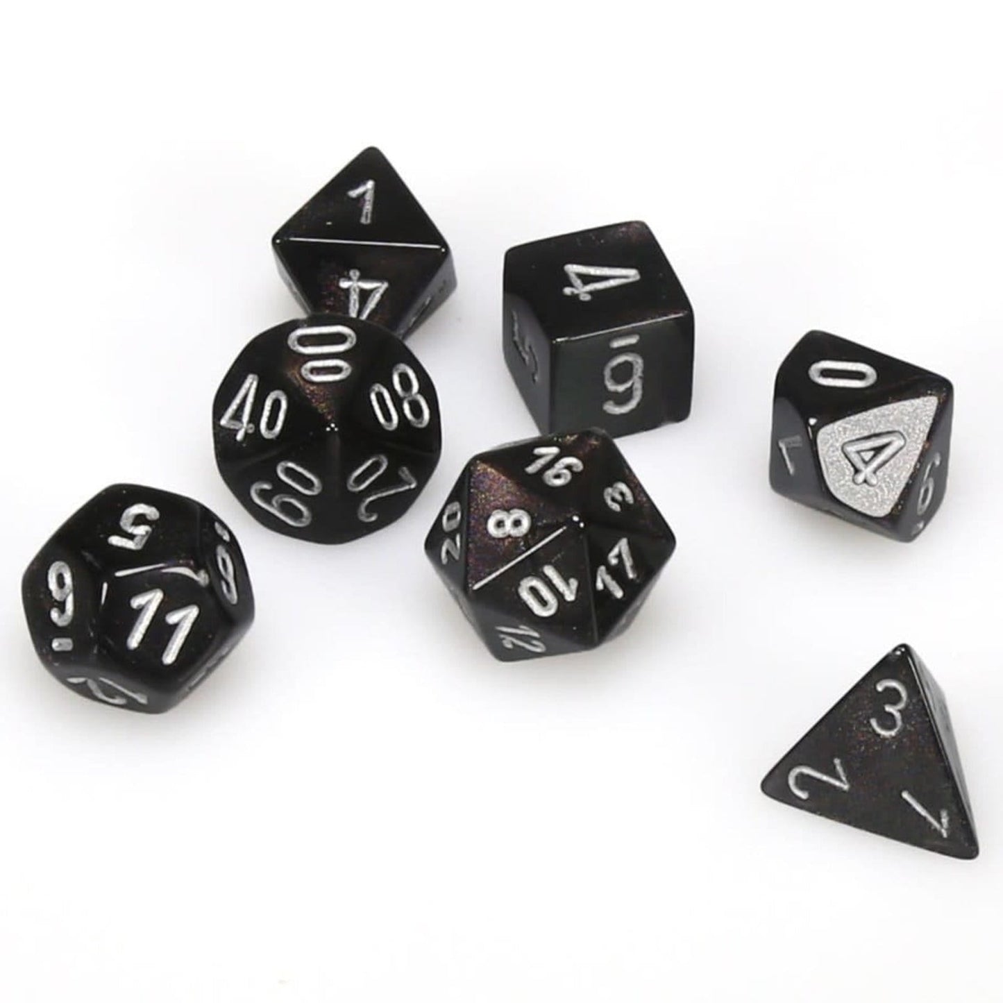 7 Polyhedral Dice Set Borealis Smoke with Silver - CHX27428