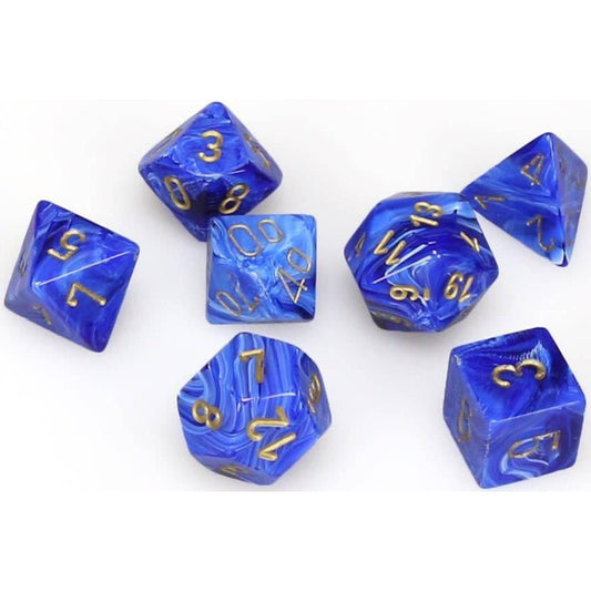 7 Polyhedral Dice Set Vortex Blue with Gold - CHX27436