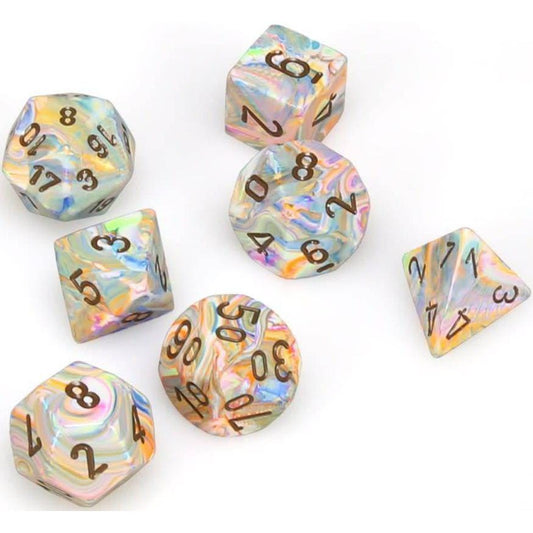 7 Polyhedral Dice Set Festive Vibrant with brown - CHX27441