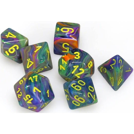 7 Polyhedral Dice Set Festive Rio with yellow - CHX27449