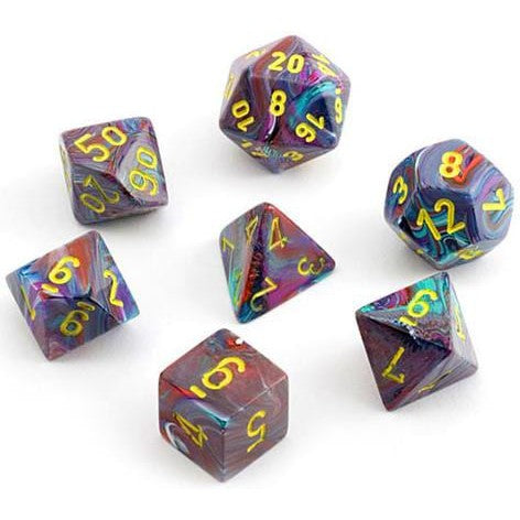 7 Polyhedral Dice Set Festive Mosaic with Yellow - CHX27450