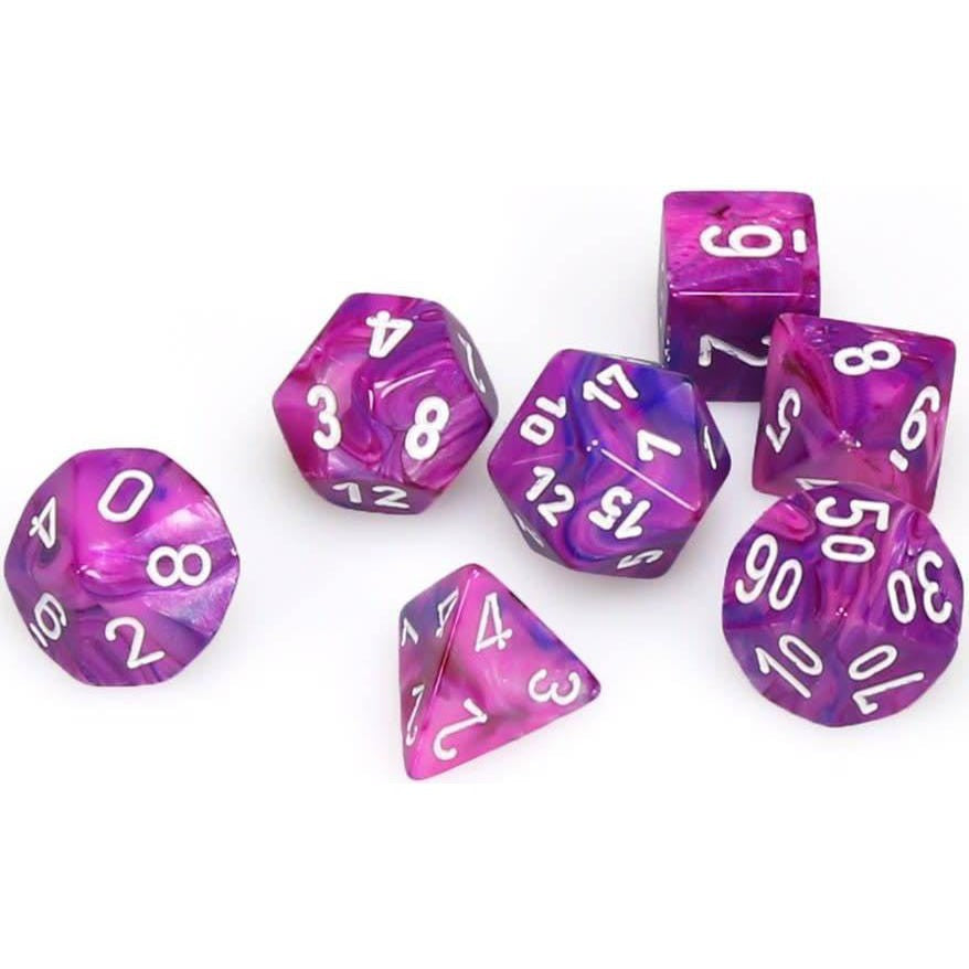 7 Polyhedral Dice Set Festive Violet with White - CHX27457