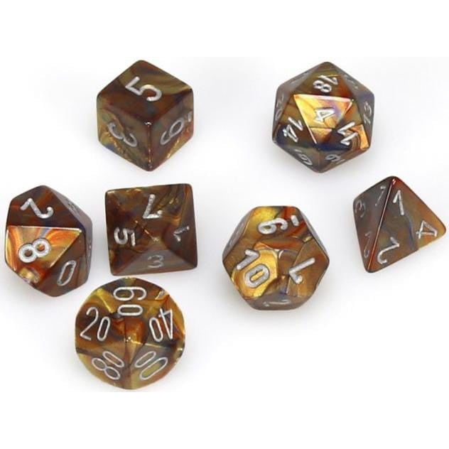 7 Polyhedral Dice Set Lustrous Gold / Silver - CHX27493