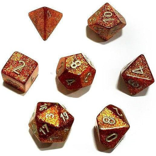 7 Polyhedral Dice Set Glitter Gold and Silver - CHX27503