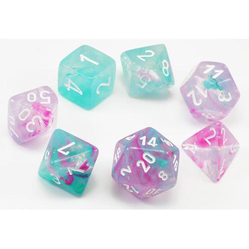 7 Polyhedral Dice Set Nebula Wisteria w/White Luminary - CHX27545