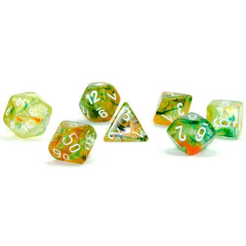 7 Polyhedral Dice Set Nebula Spring w/White Luminary - CHX27555