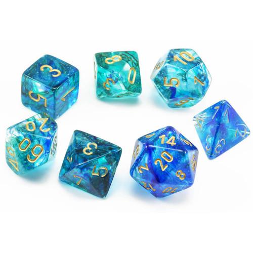 7 Polyhedral Dice Set Nebula Oceanic w/Gold Luminary - CHX27556