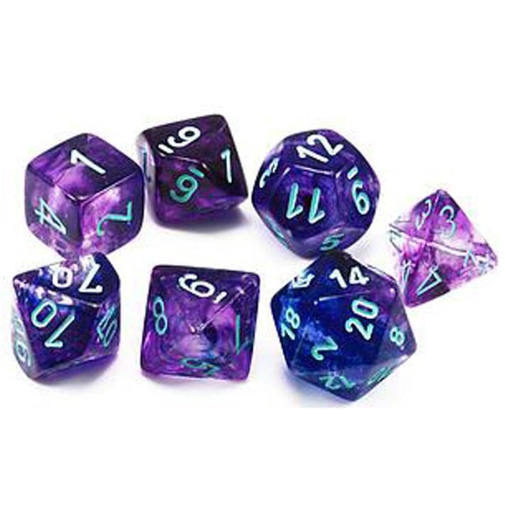 7 Polyhedral Dice Set Nebula Nocturnal w/Blue Luminary - CHX27557