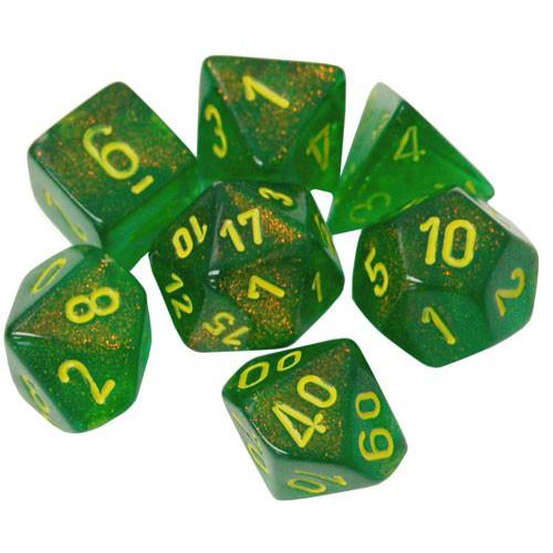 7 Polyhedral Dice Set Borealis Marple Green with Yellow - CHX27565