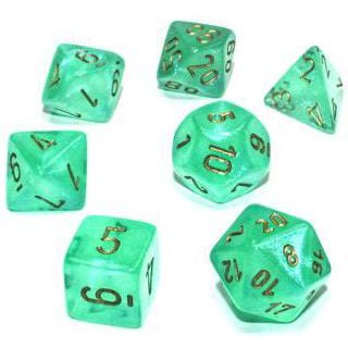 7 Polyhedral Dice Set Borealis Luminary Light Green / Gold - CHX27575