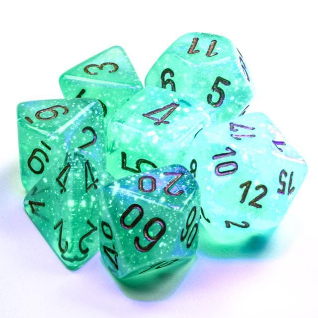 7 Polyhedral Dice Set Borealis Luminary Light Green / Gold - CHX27575