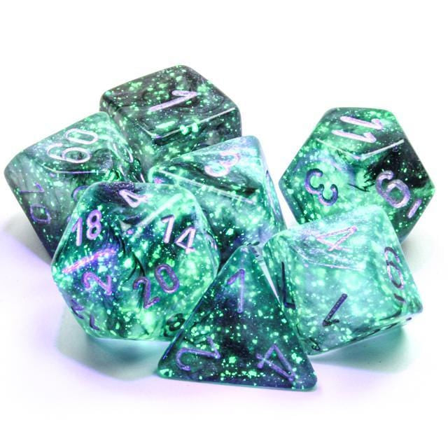 7 Polyhedral Dice Set Borealis Luminary Smoke / Silver - CHX27578