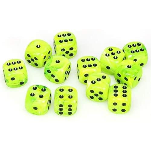 12 D6 Vortex 16mm Dice Bright Green w/Black - CHX27630 - Abyss Game Store