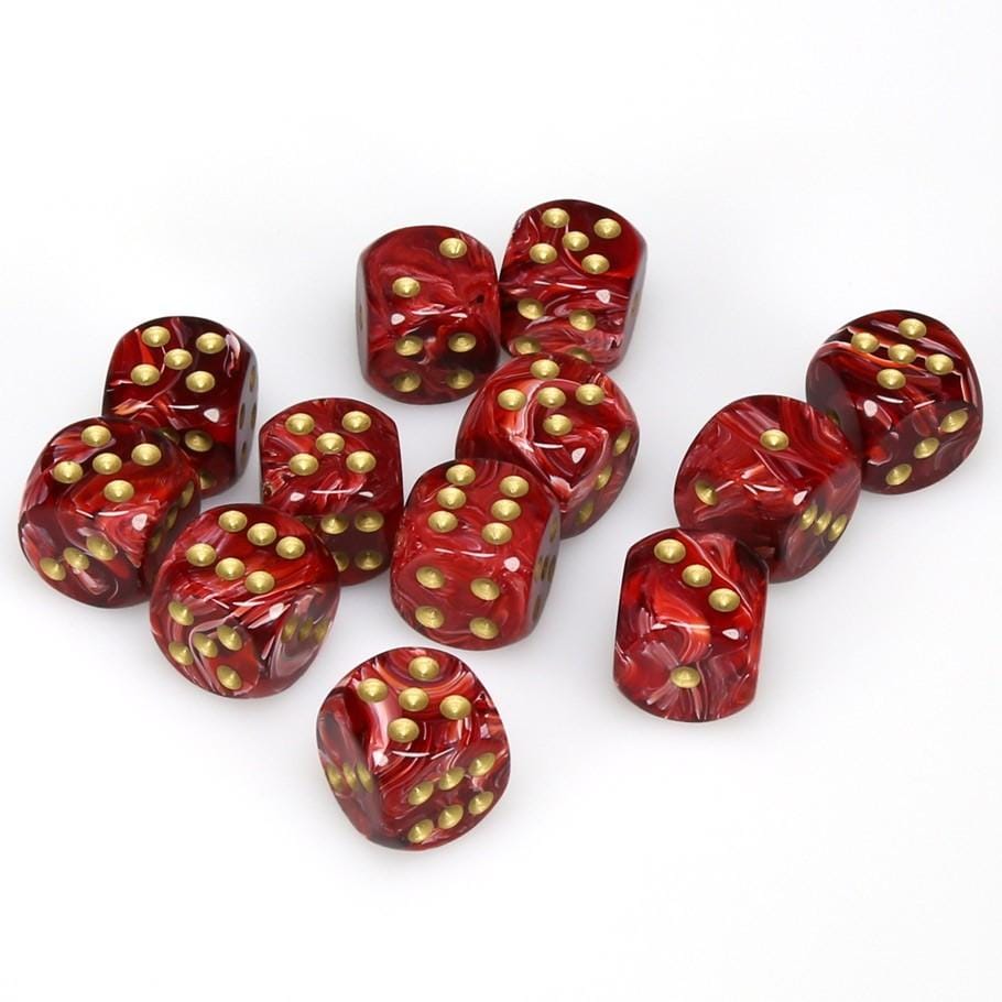 12 D6 Vortex 16mm Dice Burgundy w/gold - CHX27634 - Abyss Game Store