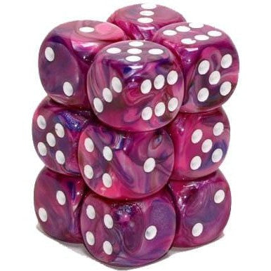 12 D6 Festive 16mm Dice Violet w/White - CHX27657 - Abyss Game Store