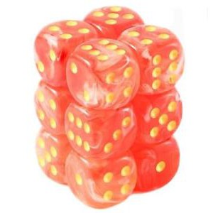 12 D6 Ghostly Glow 16mm Dice Orange w/yellow - CHX27723